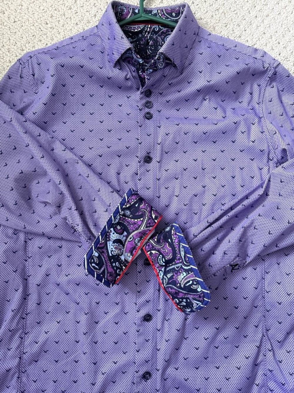 Au Noir Men's 3/M Long Sleeve Button Up Dress Shirt Purple Violet